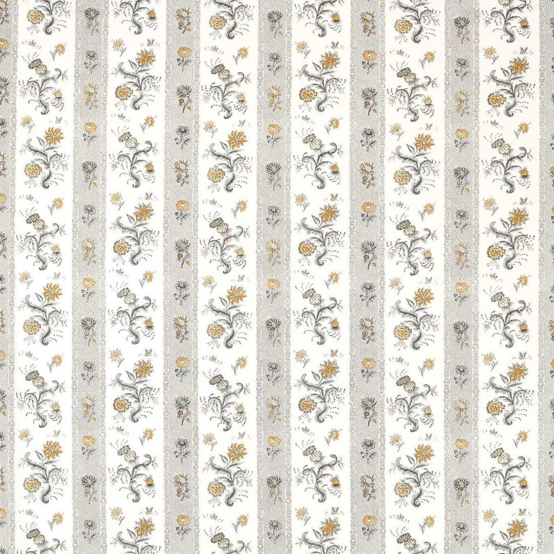 322776 Papaver Stripe Indienne Platinum/Sage Fabric by Zoffany