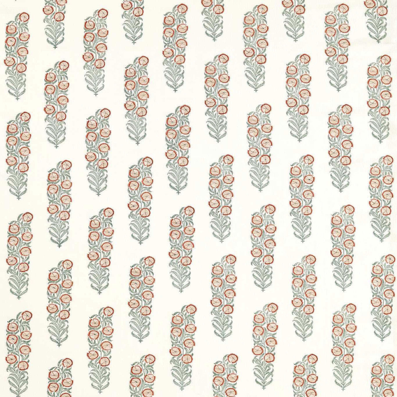 322790 Sanganeri Block Print Indienne Tuscan Pink/Eau de Nil Fabric by Zoffany