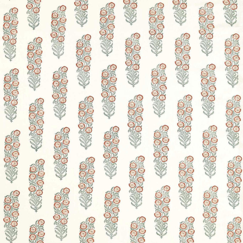 322790 Sanganeri Block Print Indienne Tuscan Pink/Eau de Nil Fabric by Zoffany