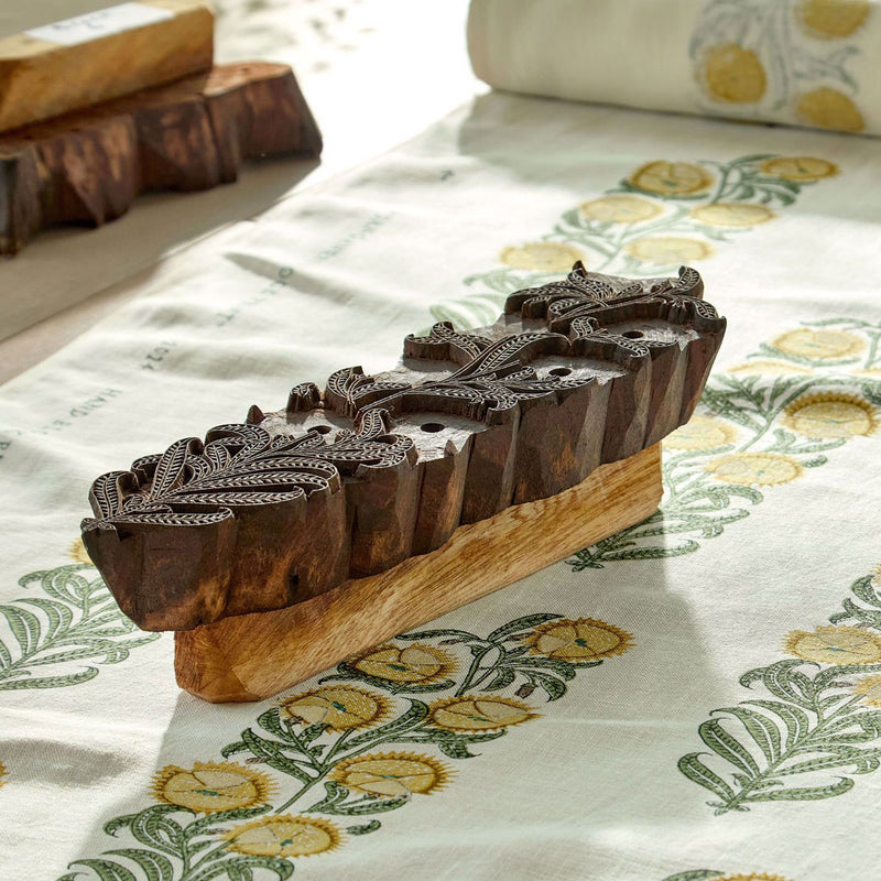 322791 Sanganeri Block Print Indienne Primrose/Evergreen Fabric by Zoffany