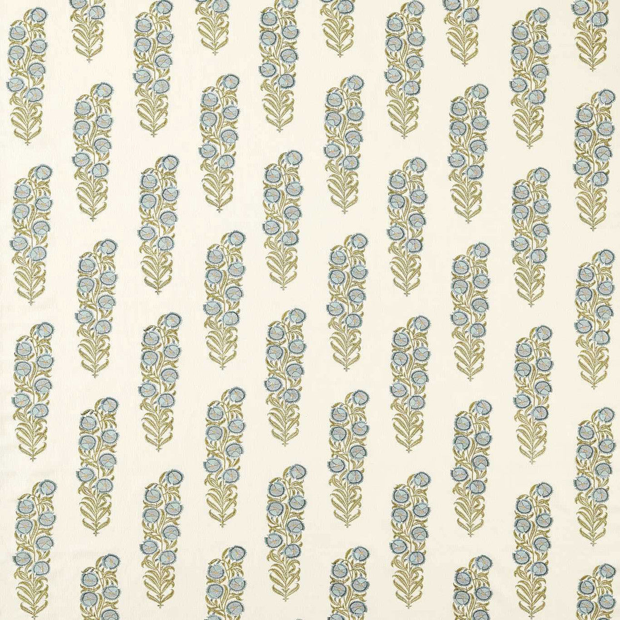 322792 Sanganeri Block Print Indienne Tempest/Olive Fabric by Zoffany