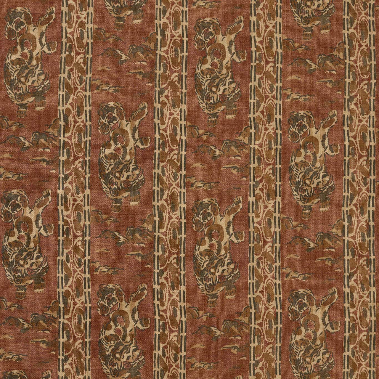 322794 Tibetan Tiger Stripe Rare Textiles Russet Fabric by Zoffany