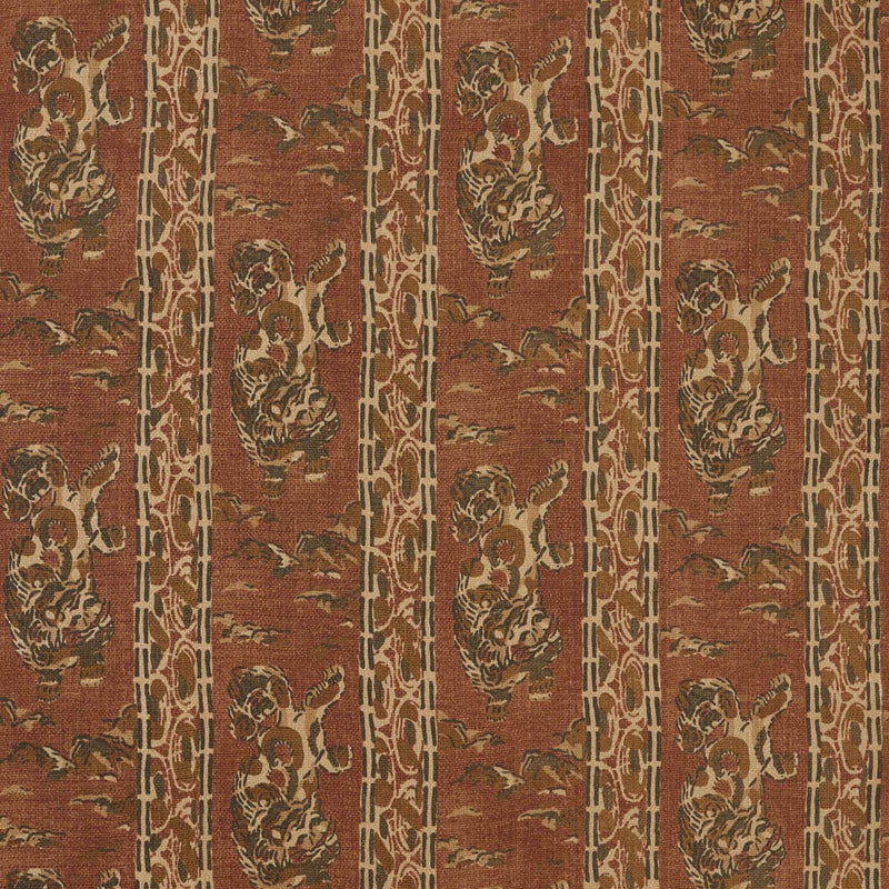 322794 Tibetan Tiger Stripe Rare Textiles Russet Fabric by Zoffany