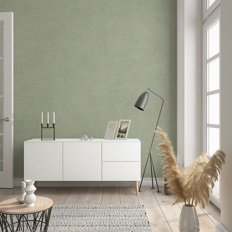 32417 Plain Texture Flora Green Wallpaper By Galerie