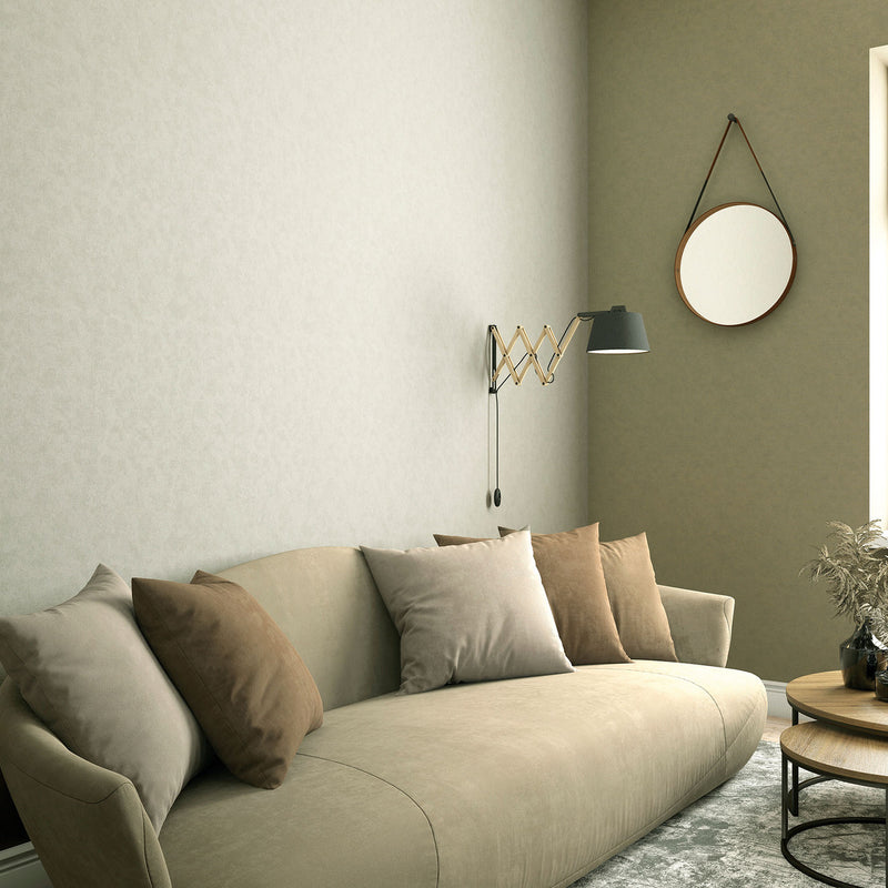 32418 Plain Texture Flora Grey and Beige Wallpaper By Galerie