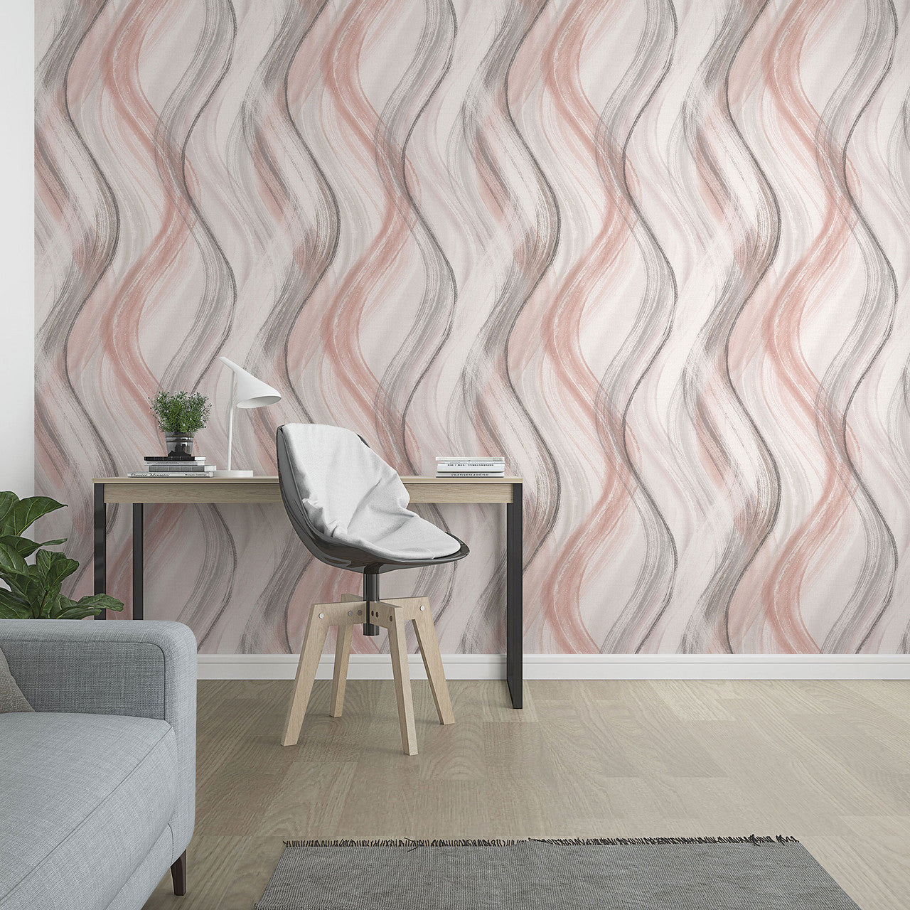 32443 Graphic The New Design Book Rose and Greige Wallpaper By Galerie