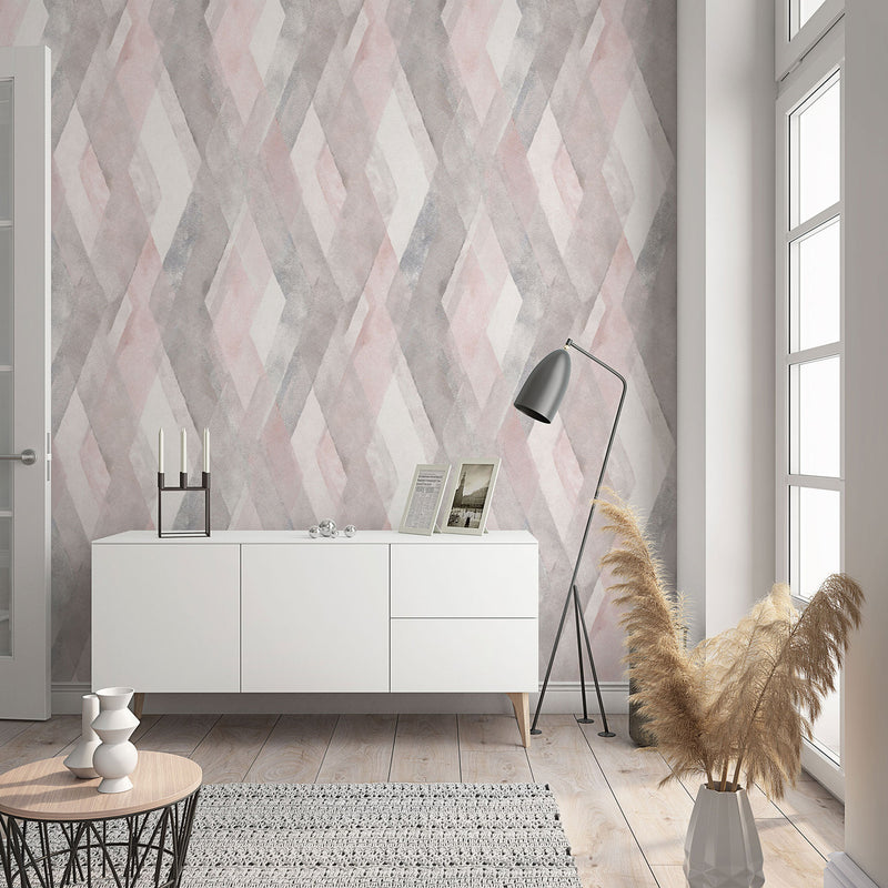 32449 Graphic The New Design Book Rose and Greige Wallpaper By Galerie