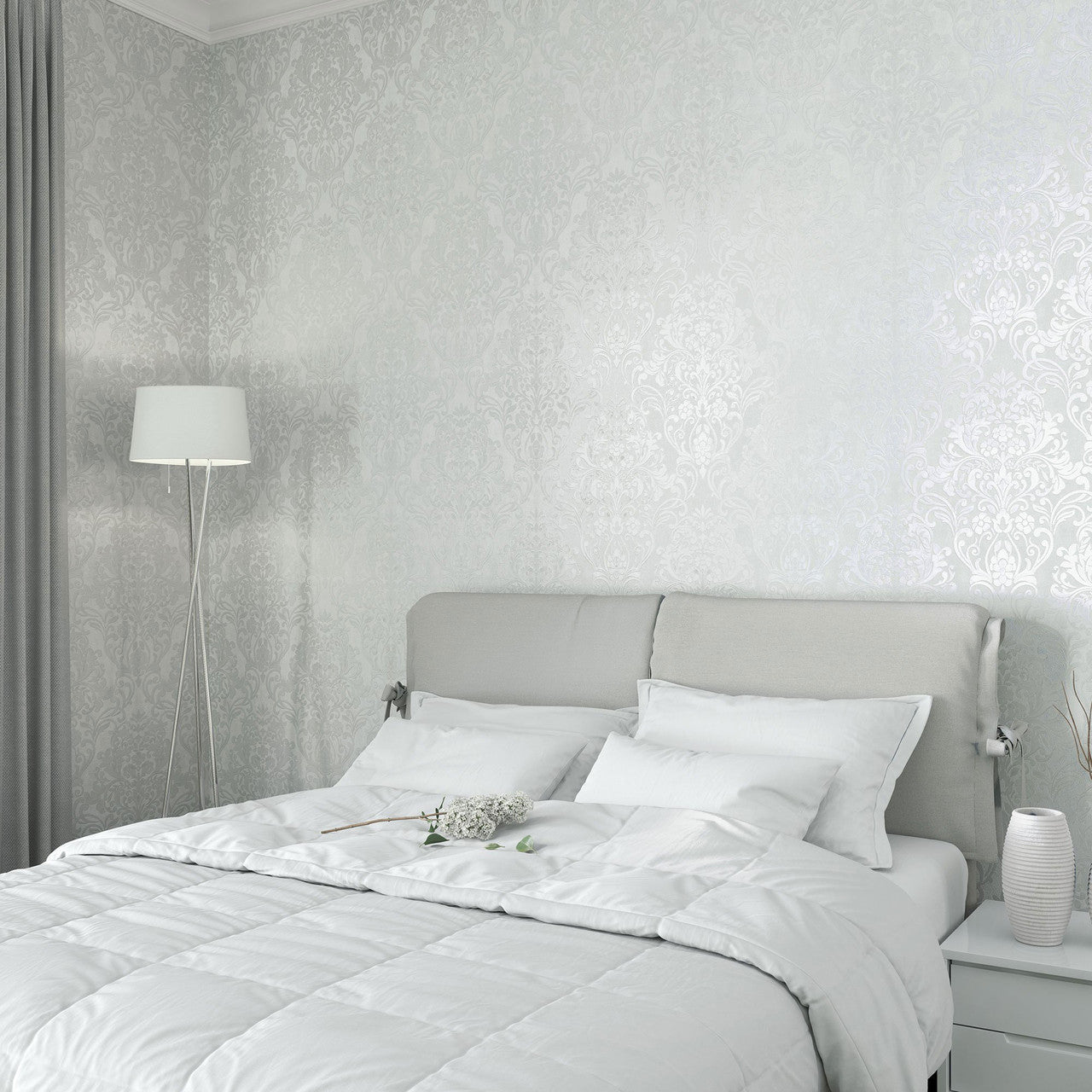 32601 Floral Damask The New Design Book White Wallpaper By Galerie