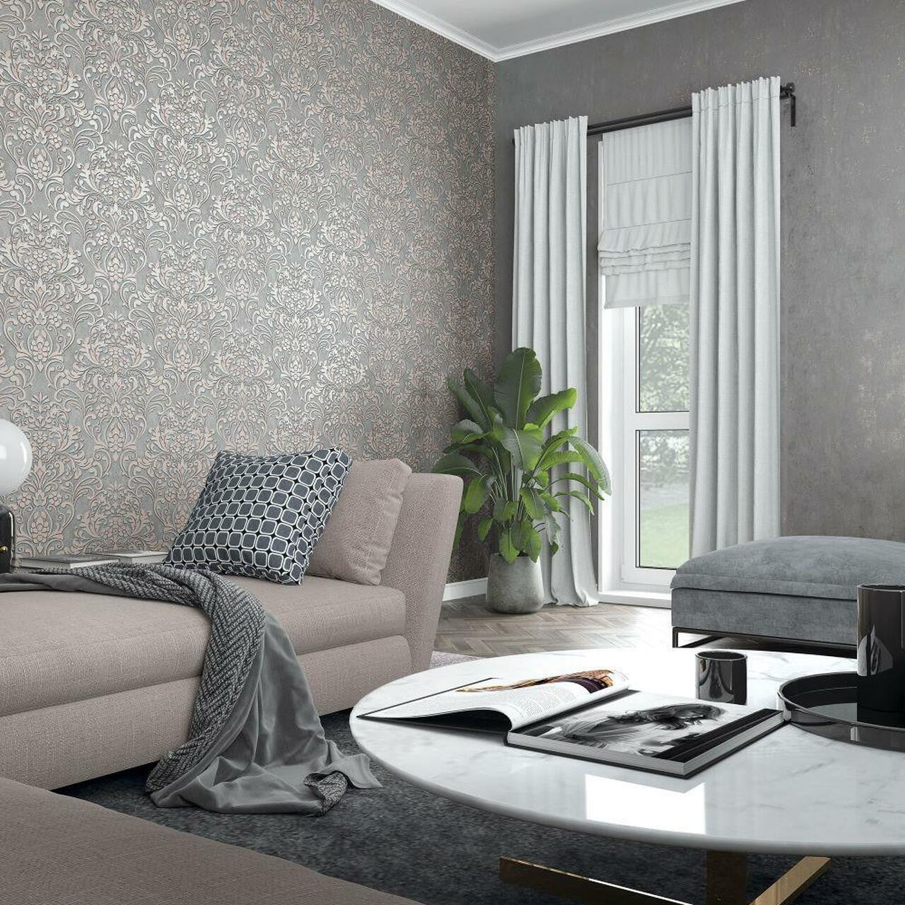 32605 Floral Damask City Glam Wallpaper by Galerie
