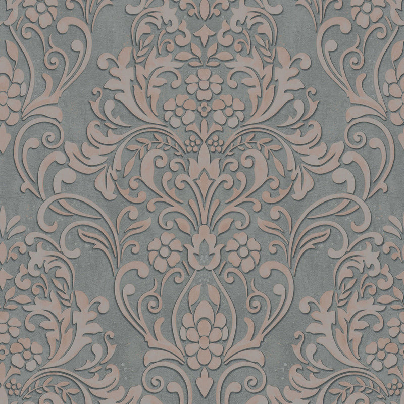 32604 Floral Damask The New Design Book Rose Gold and Grey Wallpaper By Galerie