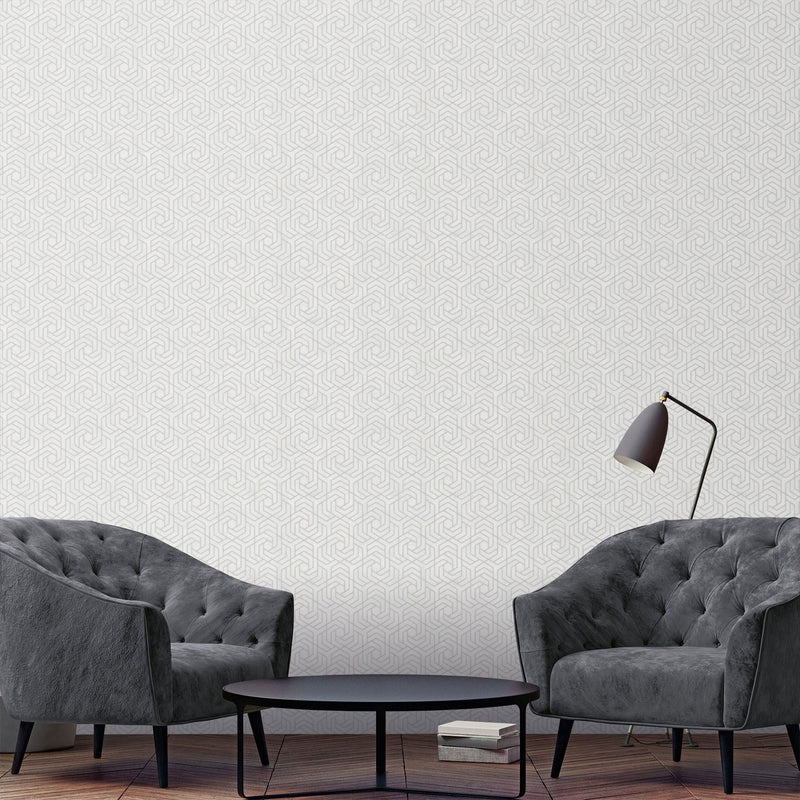 32607 Hex Geometric The New Design Book Silver and White Wallpaper By Galerie
