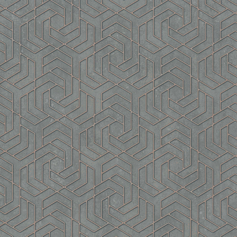 32609 Hex Geometric The New Design Book Rose Gold and Grey Wallpaper By Galerie