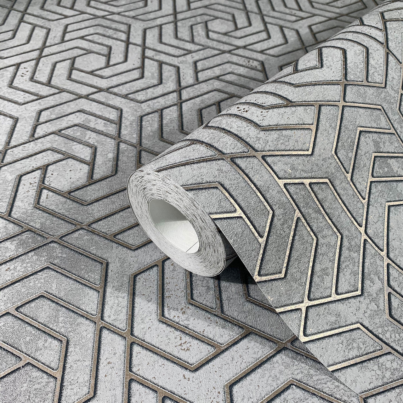 32610 Hex Geometric The New Design Book Grey and Gold Wallpaper By Galerie