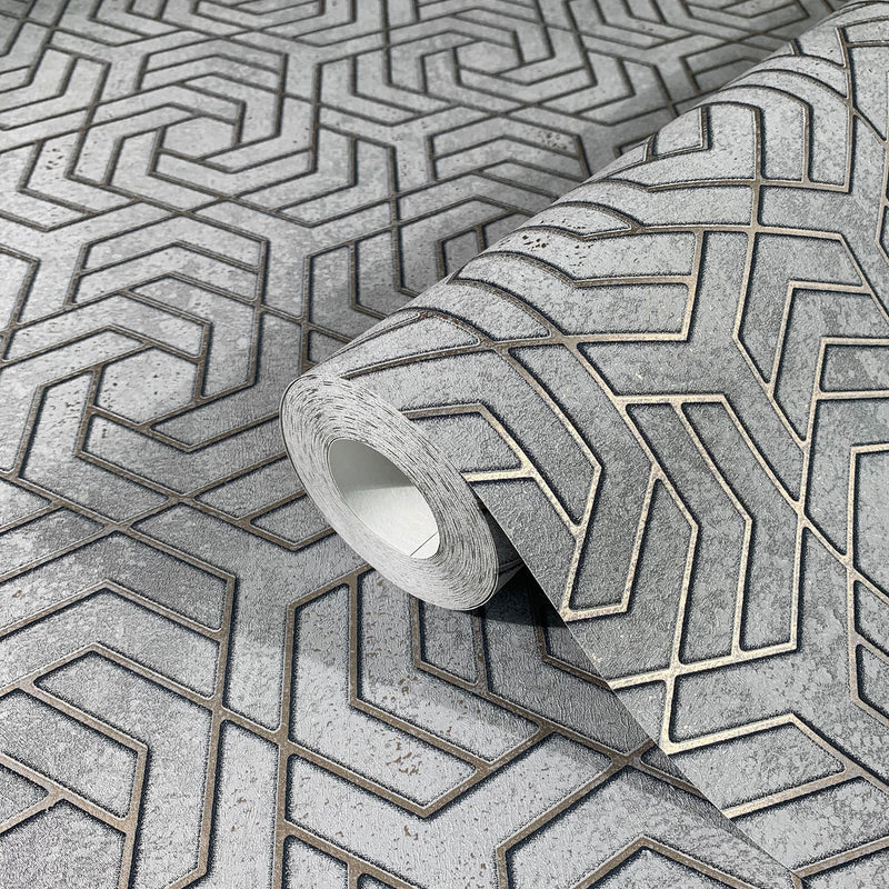 32610 Hex Geometric The New Design Book Grey and Gold Wallpaper By Galerie