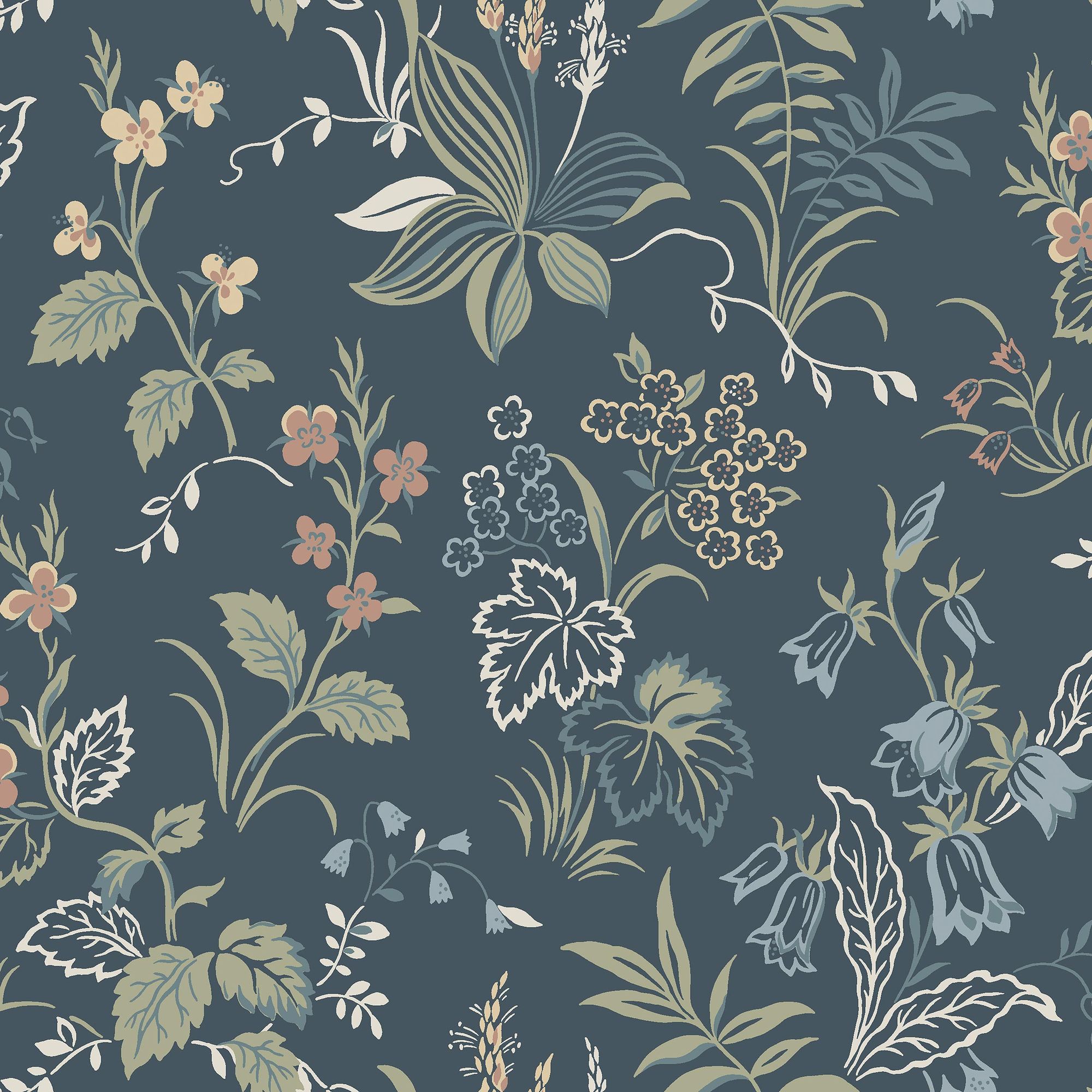 3262 Folklore Multi and Blue Wallpaper by Boråstapeter