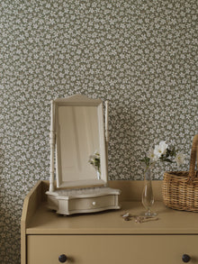 3268 Skogsblomst Green and Beige Wallpaper by Boråstapeter