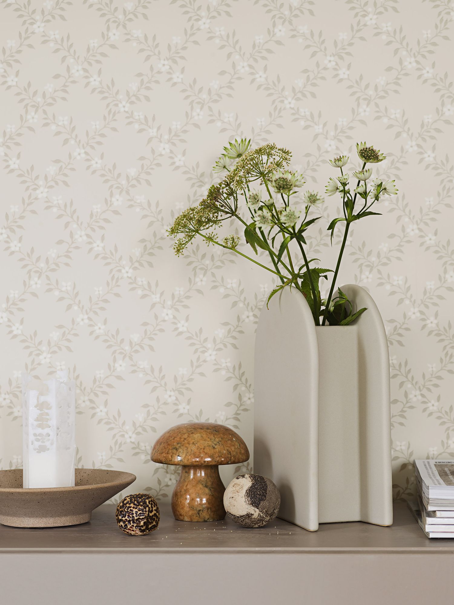 3270 Sommarslöja Grey and Beige Wallpaper by Boråstapeter