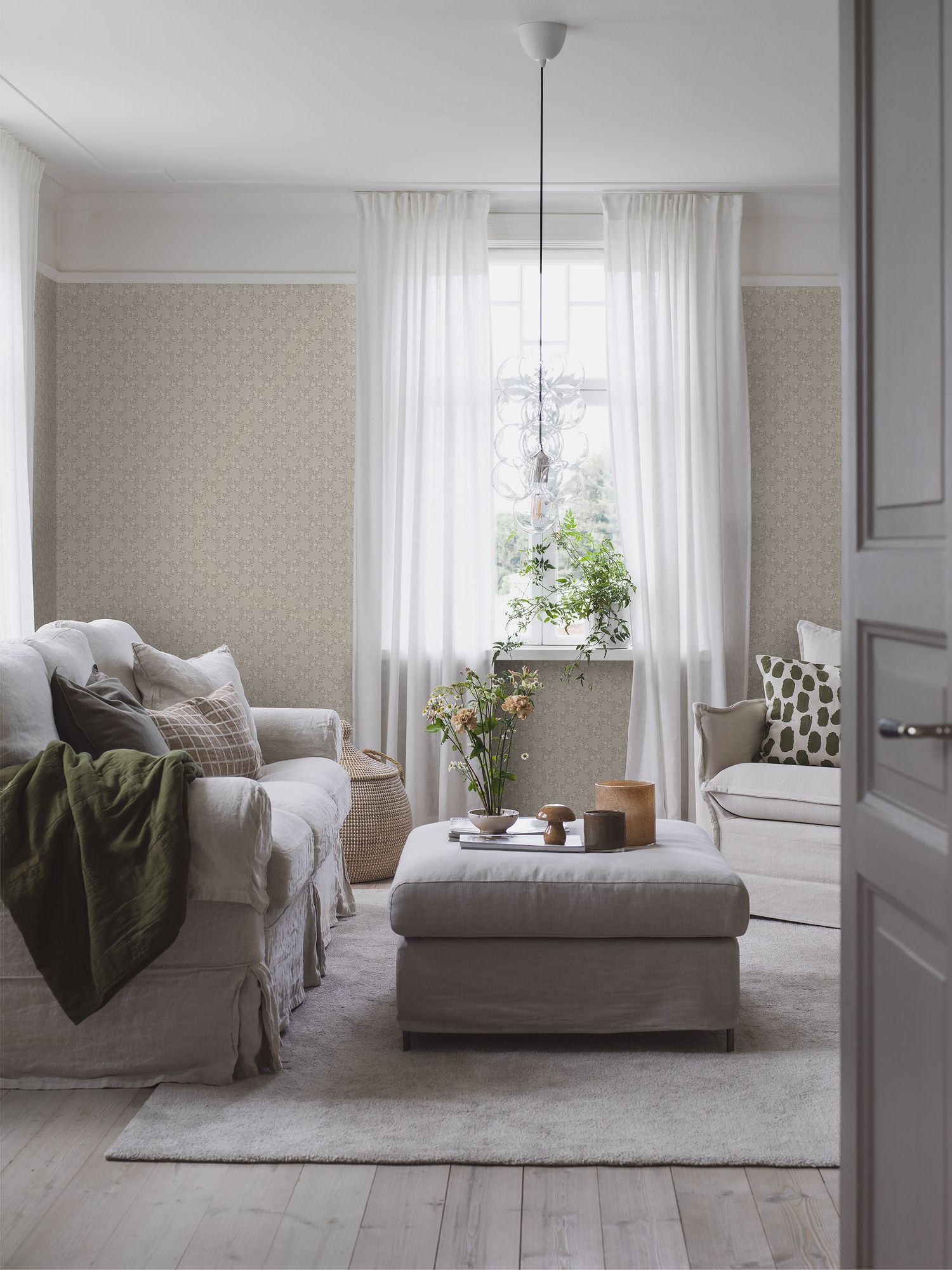 3270 Sommarslöja Grey and Beige Wallpaper by Boråstapeter