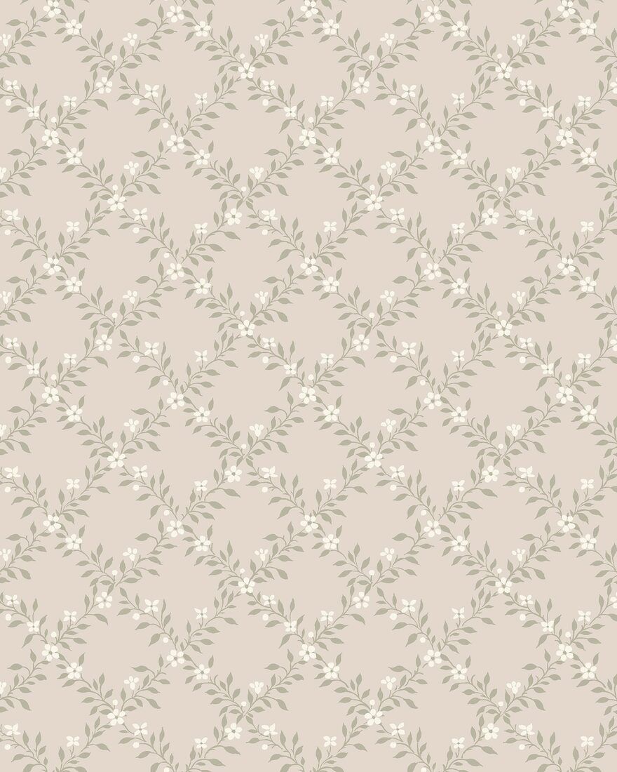 3271 Sommarslöja Beige and Green Wallpaper by Boråstapeter