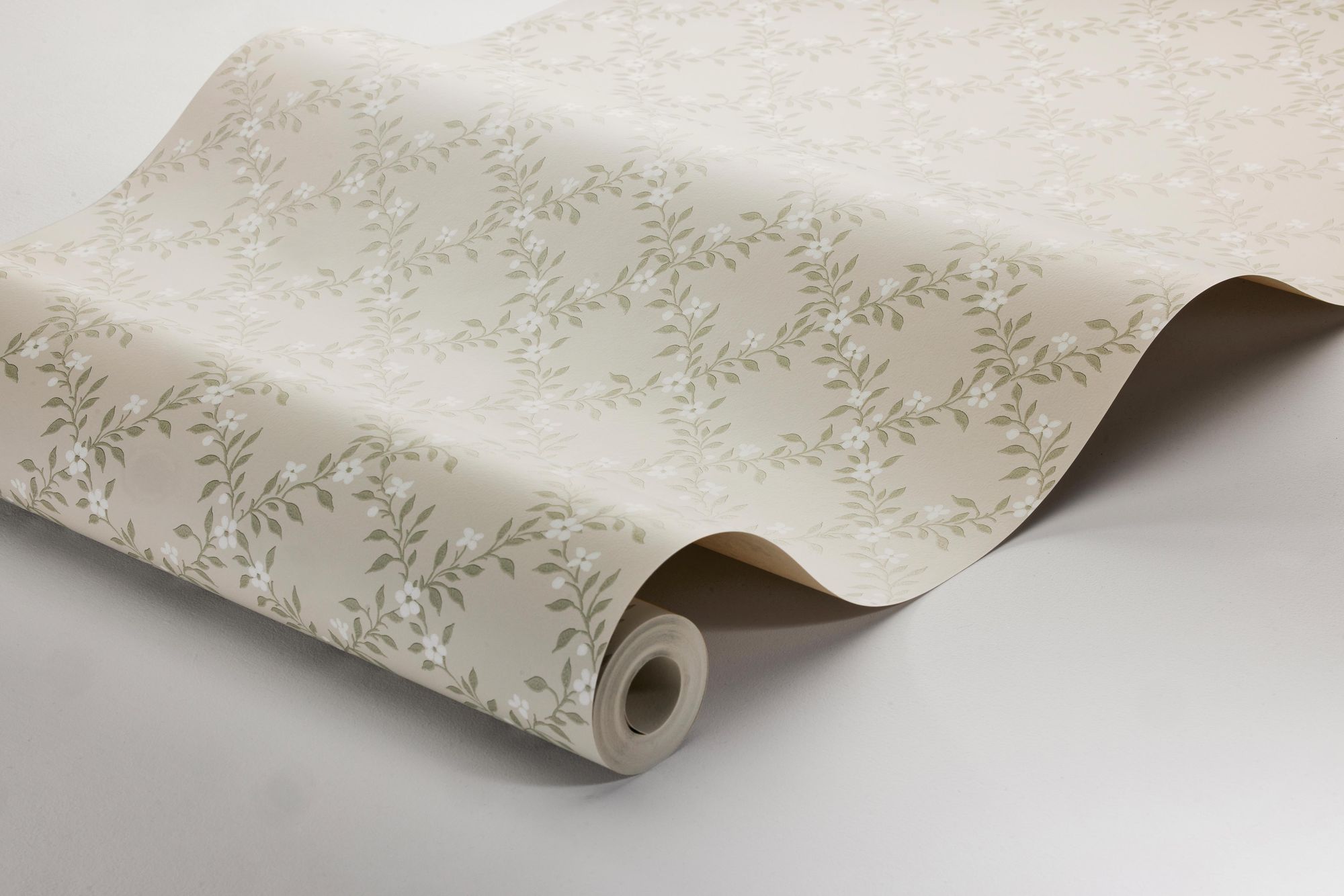 3271 Sommarslöja Beige and Green Wallpaper by Boråstapeter