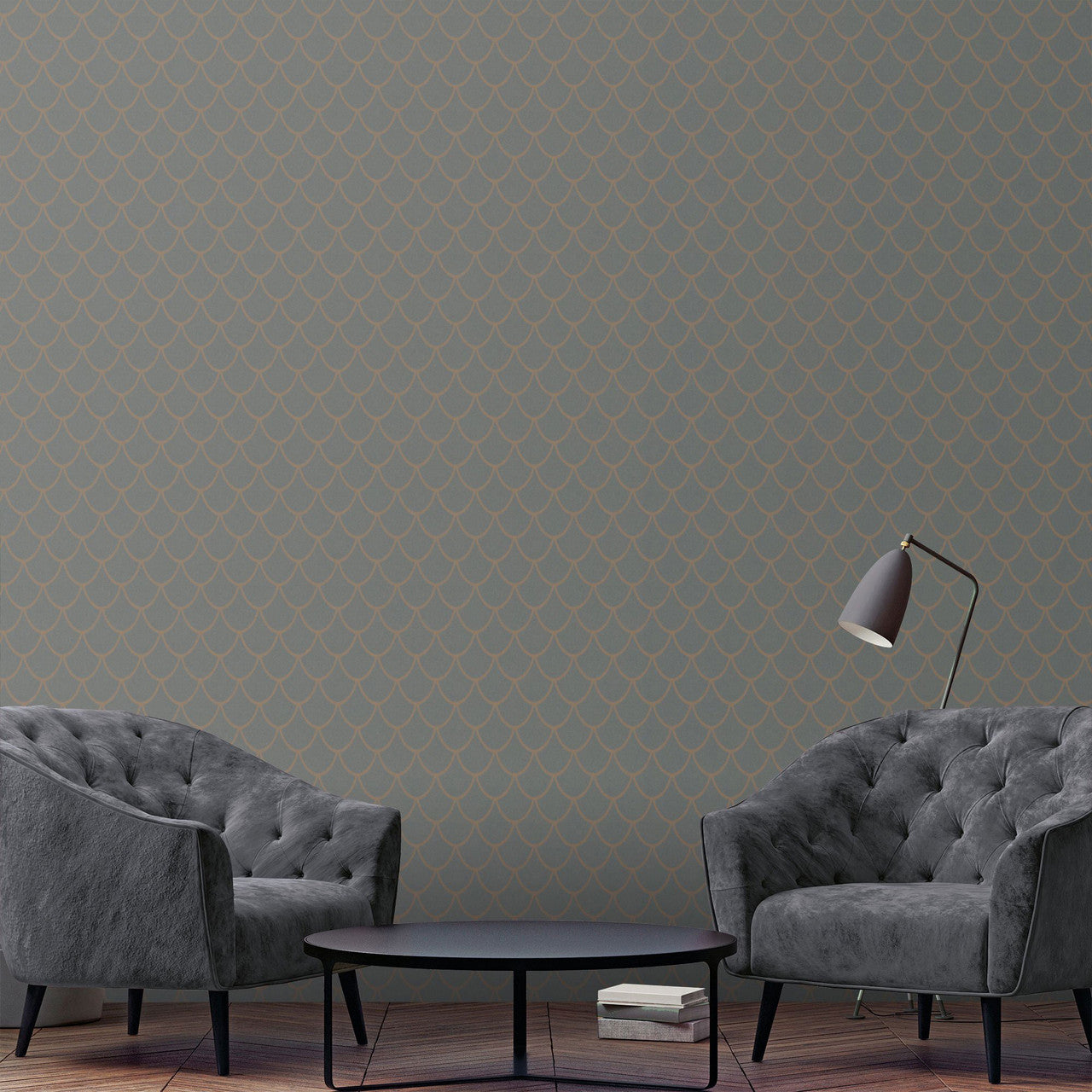 32721 Arch The New Design Book Dark Grey and Rose Gold Wallpaper By Galerie