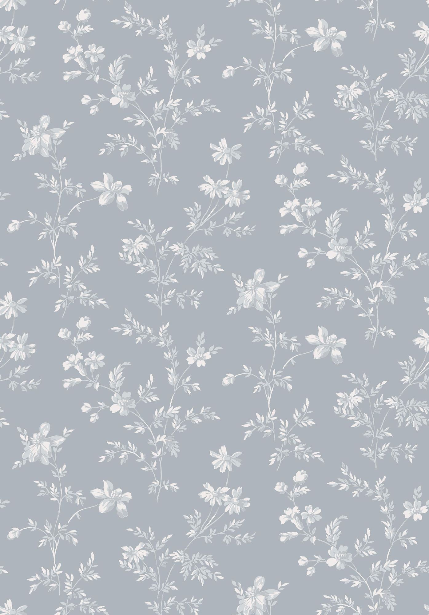 3272 Ängsblomma Blue and White Wallpaper by Boråstapeter
