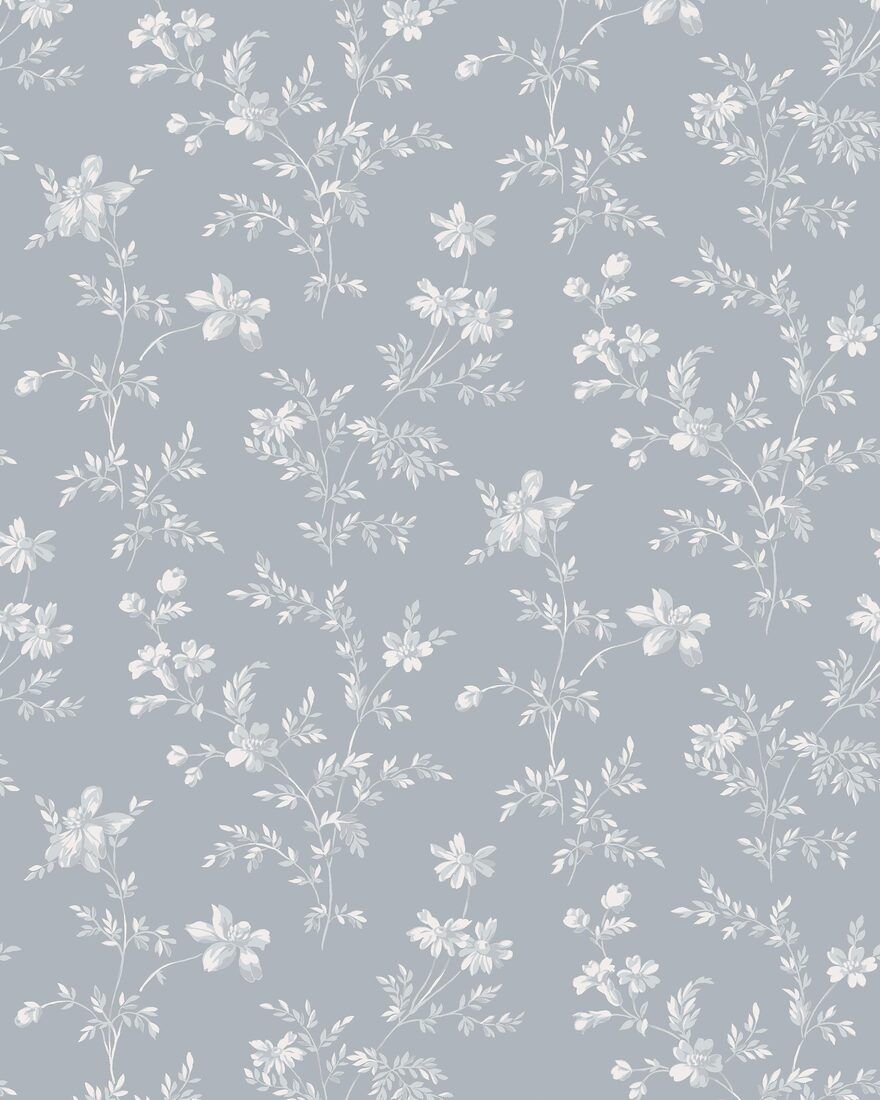 3272 Ängsblomma Blue and White Wallpaper by Boråstapeter
