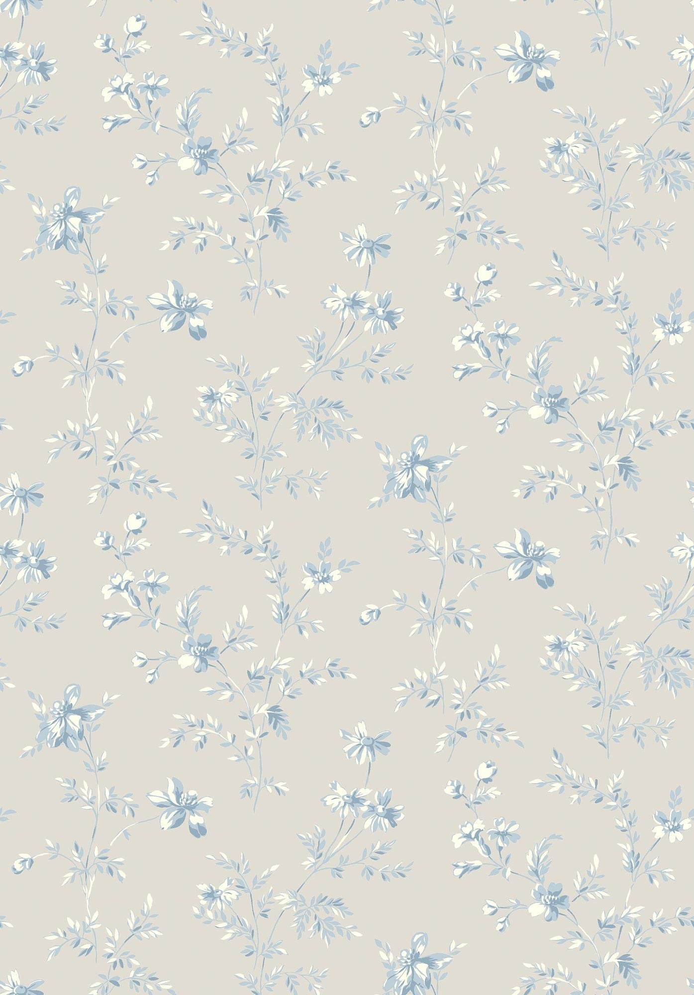 3273 Ängsblomma Beige and Blue Wallpaper by Boråstapeter