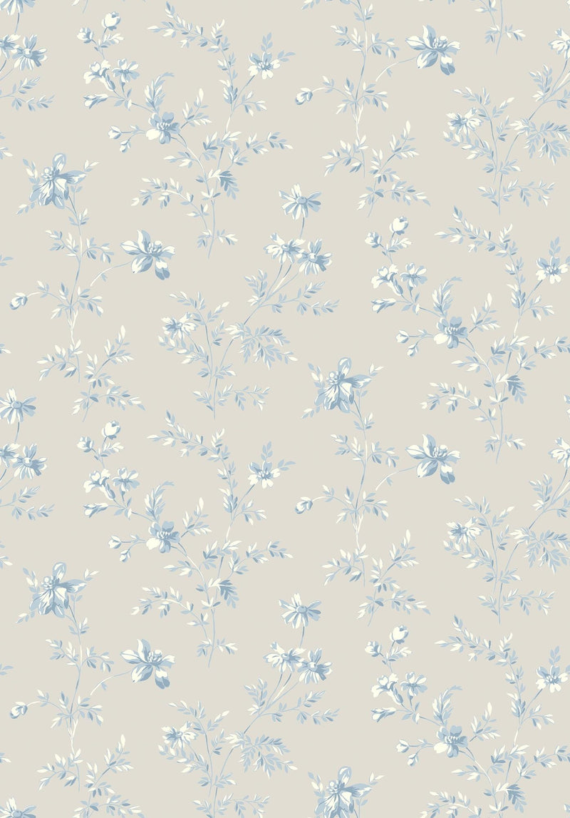 3273 Ängsblomma Beige and Blue Wallpaper by Boråstapeter