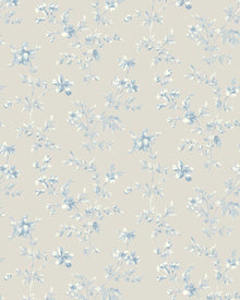 3273 Ängsblomma Beige and Blue Wallpaper by Boråstapeter