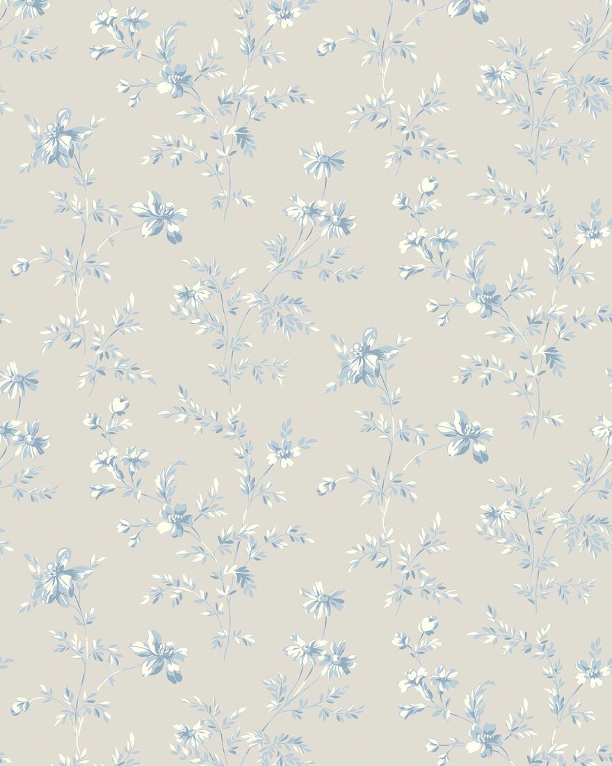 3273 Ängsblomma Beige and Blue Wallpaper by Boråstapeter