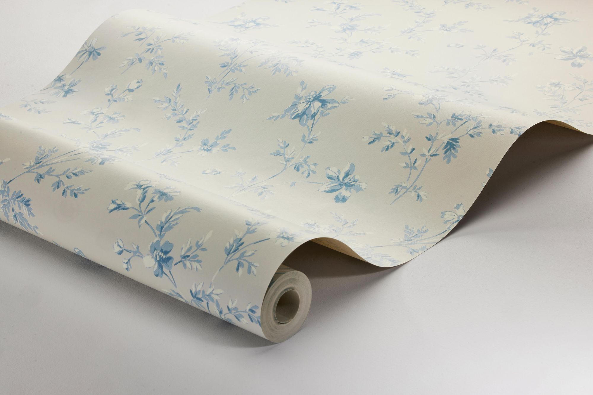 3273 Ängsblomma Beige and Blue Wallpaper by Boråstapeter