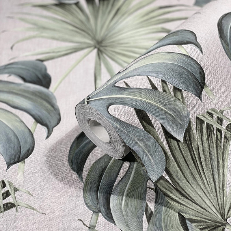 32746 Tropical Leaves Green Wallpaper Industrial Effects By Galerie