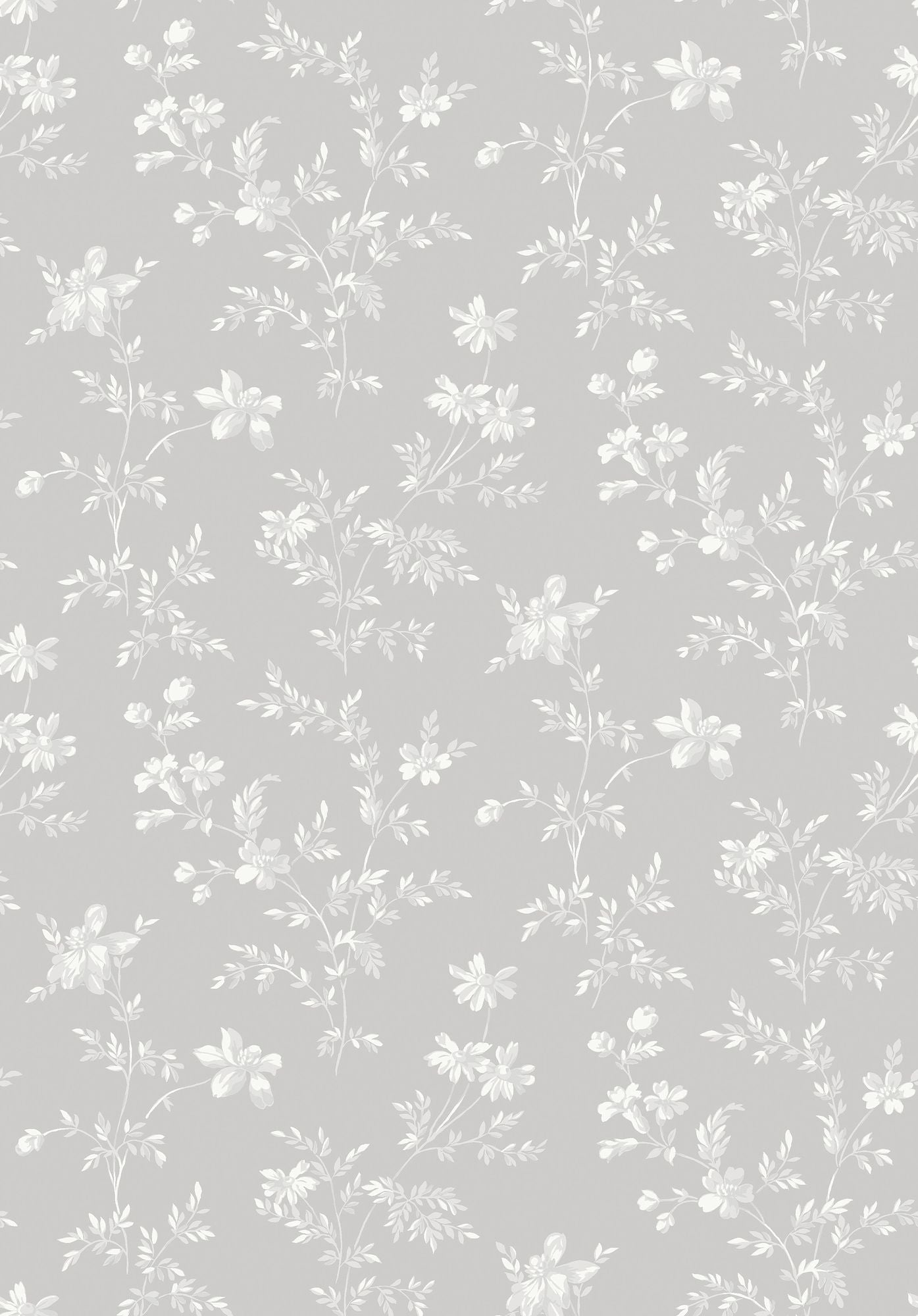 3274 Ängsblomma Grey and White Wallpaper by Boråstapeter