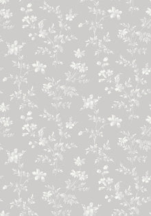 3274 Ängsblomma Grey and White Wallpaper by Boråstapeter