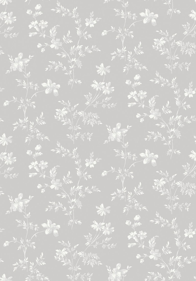 3274 Ängsblomma Grey and White Wallpaper by Boråstapeter