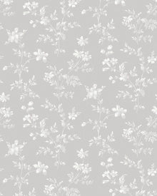 3274 Ängsblomma Grey and White Wallpaper by Boråstapeter