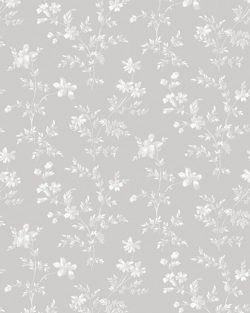 3274 Ängsblomma Grey and White Wallpaper by Boråstapeter