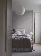 3274 Ängsblomma Grey and White Wallpaper by Boråstapeter