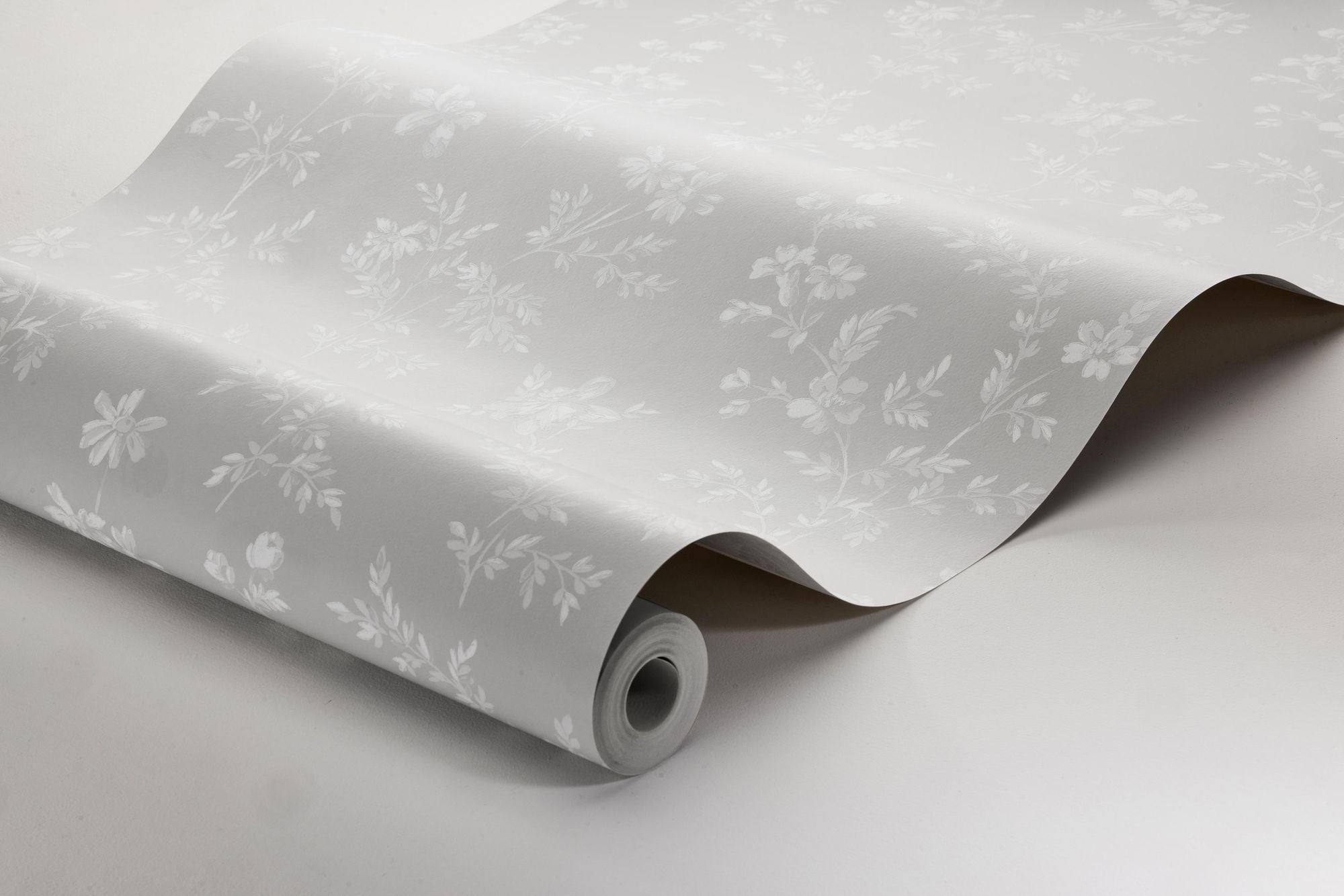 3274 Ängsblomma Grey and White Wallpaper by Boråstapeter