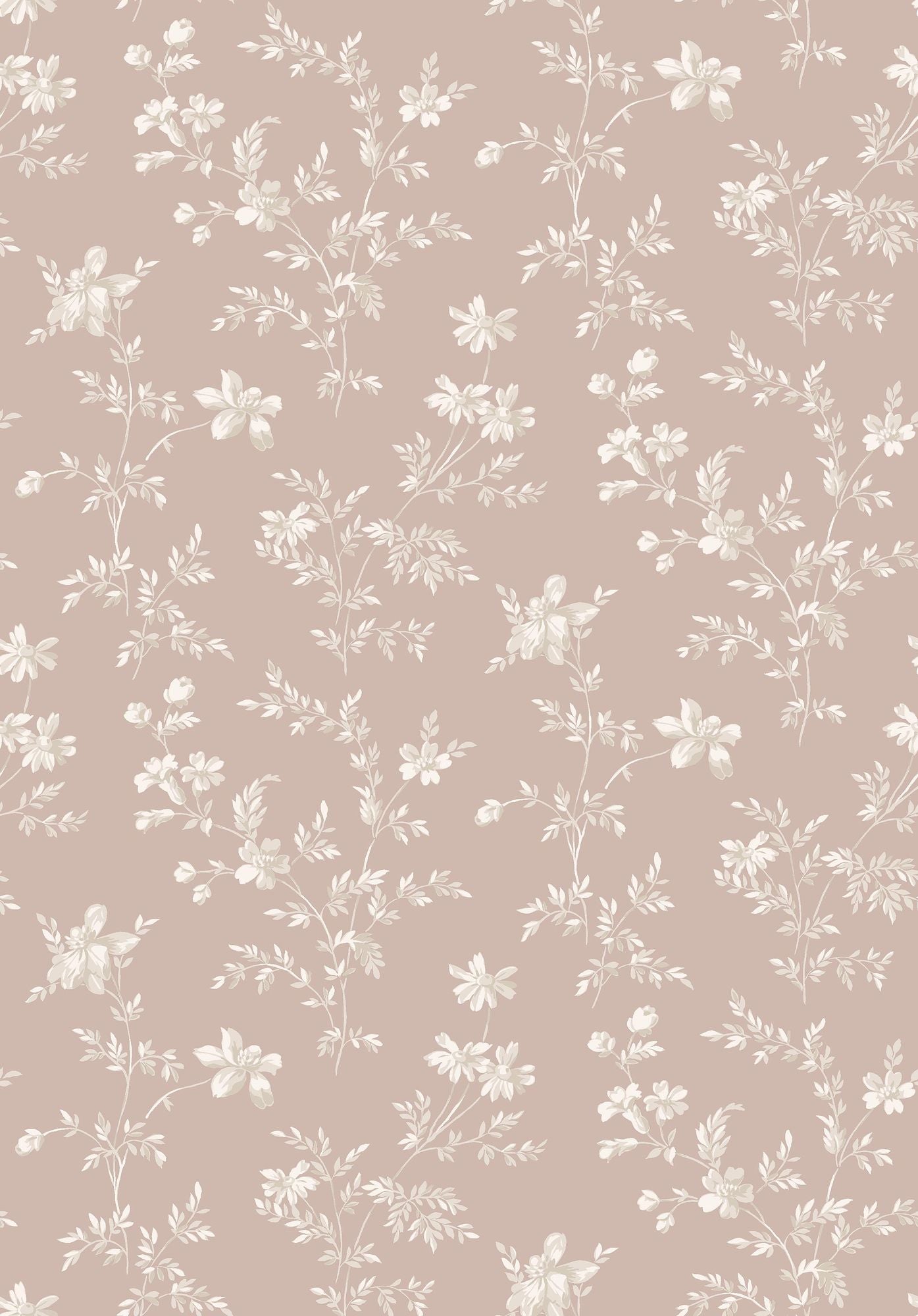 3275 Ängsblomma Pink and White Wallpaper by Boråstapeter