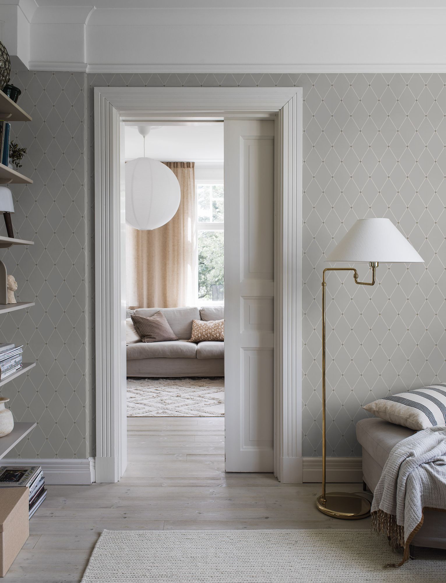 3280 Fredrik Grey and Beige Wallpaper by Boråstapeter