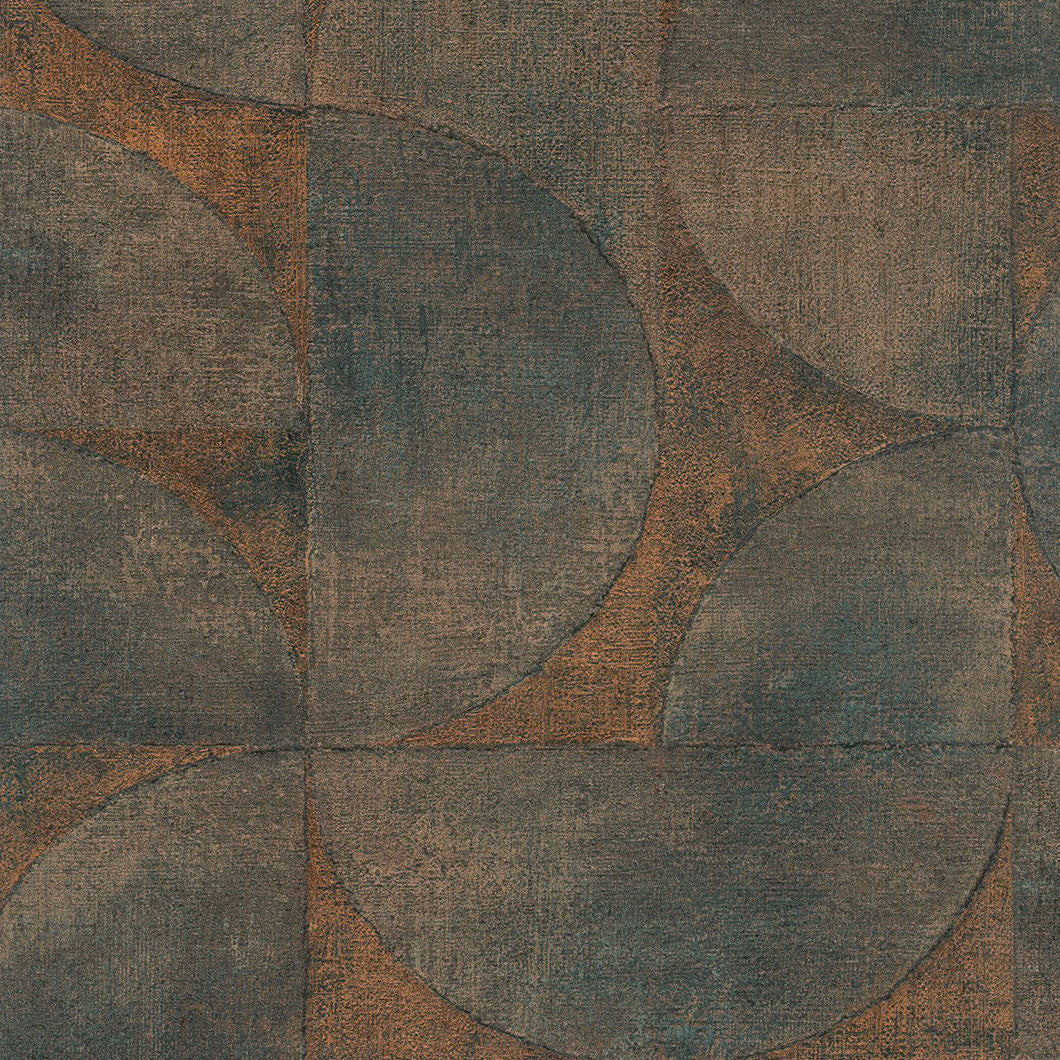 32822 Rustic Circle The New Design Book Orange, Brown and Black Wallpaper By Galerie