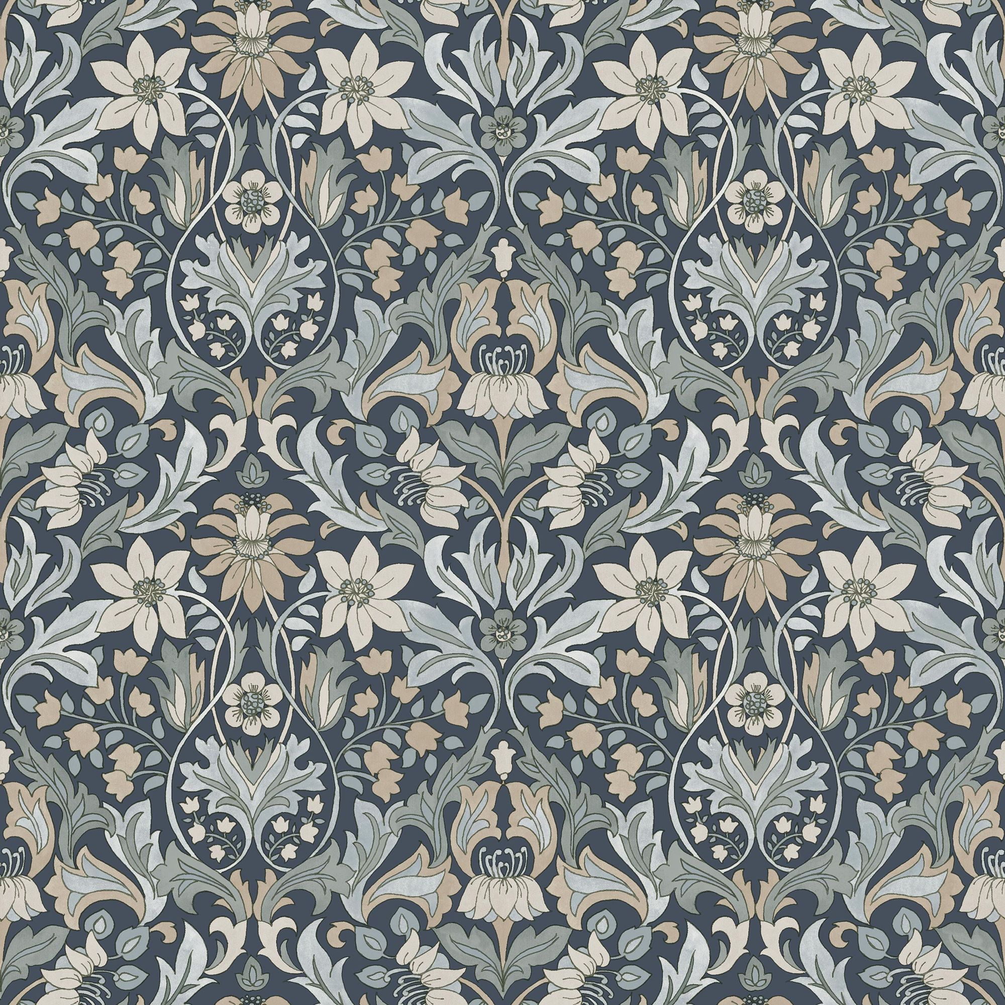 3292 Blomsterfröjd Blue and Multi Wallpaper by Boråstapeter