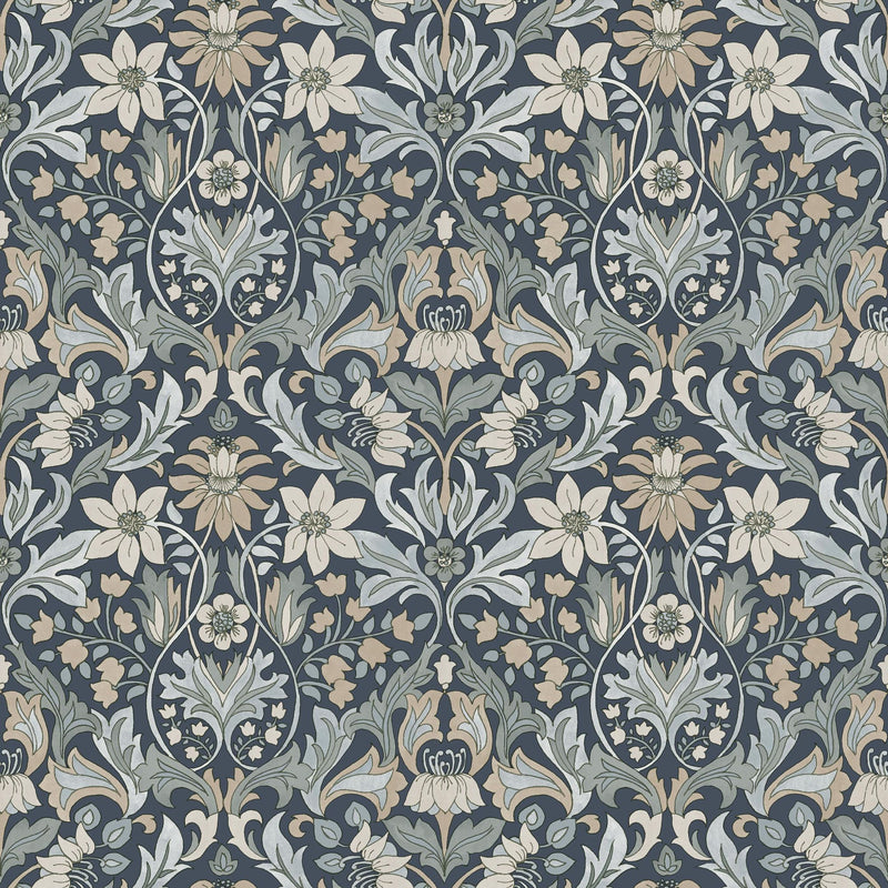3292 Blomsterfröjd Blue and Multi Wallpaper by Boråstapeter