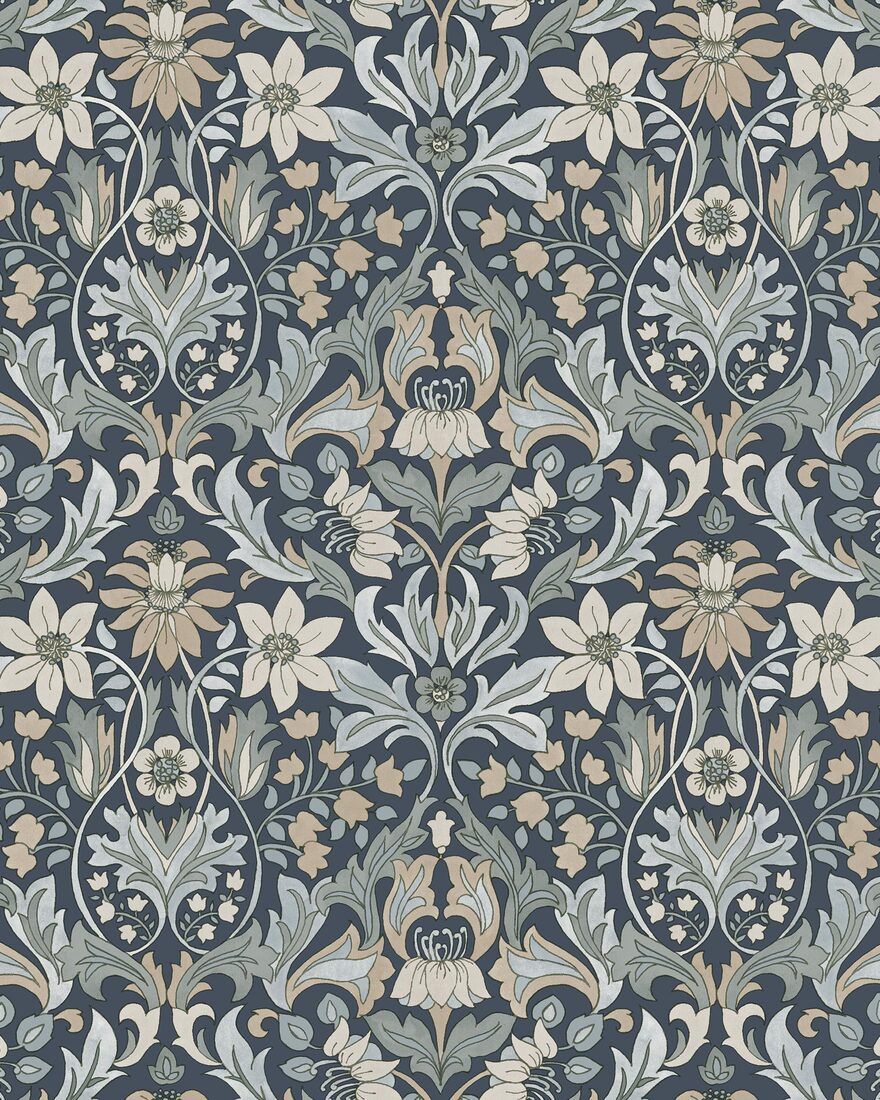 3292 Blomsterfröjd Blue and Multi Wallpaper by Boråstapeter