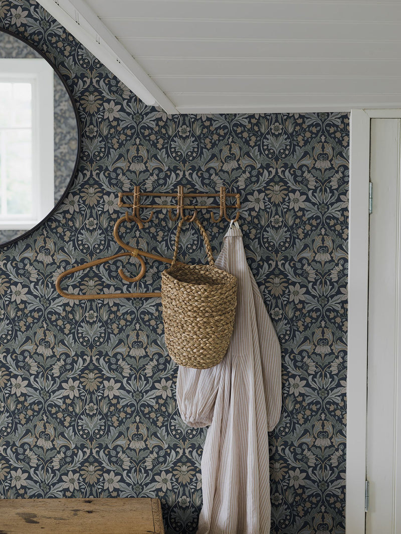3292 Blomsterfröjd Blue and Multi Wallpaper by Boråstapeter