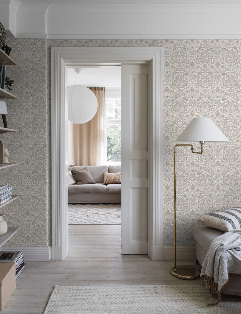 3295 Blomsterfröjd Beige and Multi Wallpaper by Boråstapeter