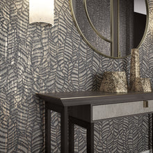 32975 Serene Leaves Black and Brown Wallpaper By Galerie