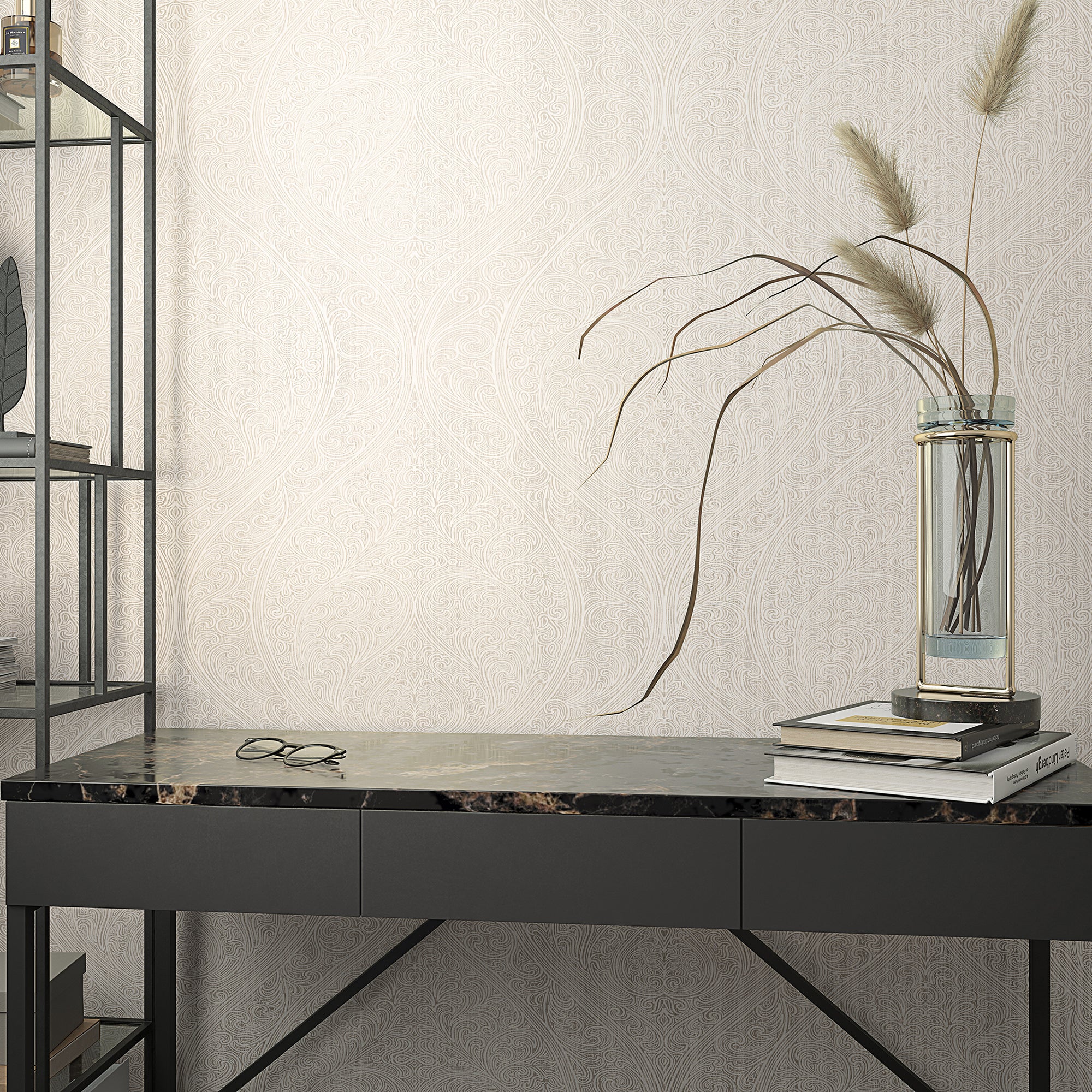 32976 Serene Art Nouveau Beige Wallpaper By Galerie